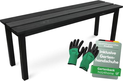 Houten Tuinbank - Bankje Zonder Rug - Ontspannen in Tuin - Compact Ontwerp - 33 x 118 x 43.5cm - Zwart