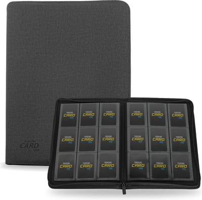 TradingCardPro - Premium verzamelmap voor 360 Kaarten - Binder Map voor Pokémon kaarten - 9 Pocket - Luxe Card Binder met Ritssluiting - 20 Pagina's - A4 Formaat - Grijs