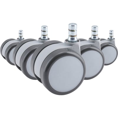 5x Bureaustoelwielen voor harde vloeren ROLO MOVE 60 No-noise-technologie 11mm / 60mm Bureaustoelwielen (Set van 5) wit/grijs hjh OFFICE