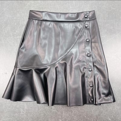 Dames Herfst en Winter Nieuwe Modieuze Zwarte Oren met Veelzijdige Leren Hot Girl Korte Rok Onregelmatige Leren Rok XL zwart