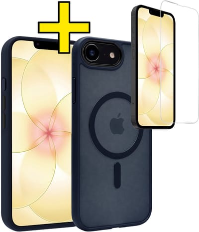 Hoesje - Met Screenprotector - Geschikt voor Apple iPhone 17e - Magsafe Compatible - Sterk & Shockproof - Back Cover - Shock Proof Case - Telefoon Hoes - Telefoonhoesjes - Donkerblauw