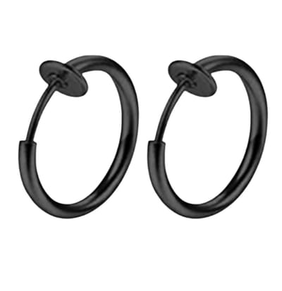 Oorringen- zwart- fake-geen gaatje-18 mm- Charme Bijoux