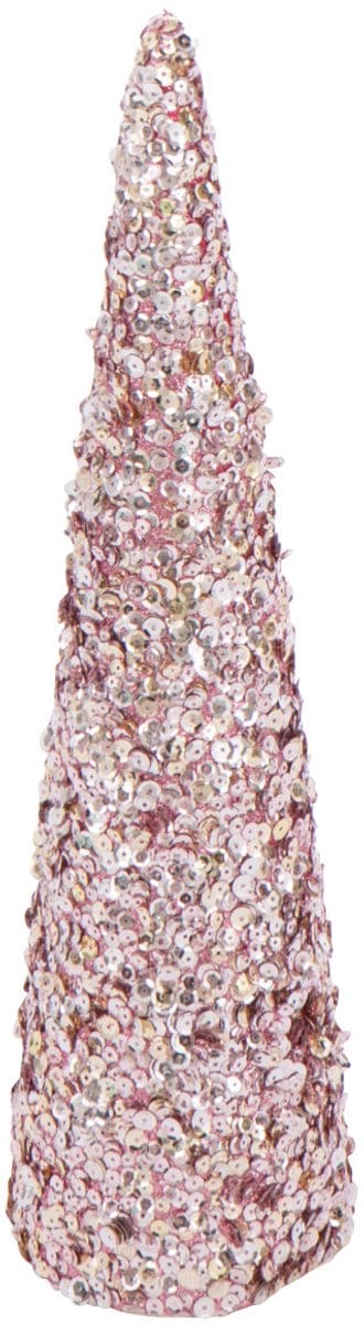 J-Line decoratie Kegel Pailletten Schuim - kunststof - roze - small