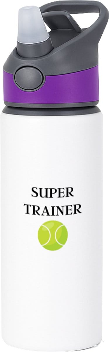 Hacebo® - Tennis met eigen naam waterfles met rietje paars - Tennis - Tennisser - Sport - water fles - 650ML