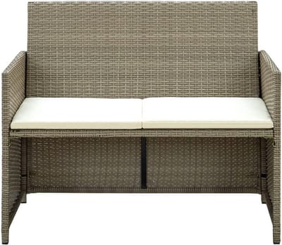 Tuinbank met kussens - Zitbank buiten - Genieten van de tuin - Weerbestendig rotan - 100 x 85 cm - Beige