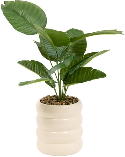 Atmosphera Kunstplant Poolside Strelitzia met keramieken pot - Ø14xH45cm - Wit