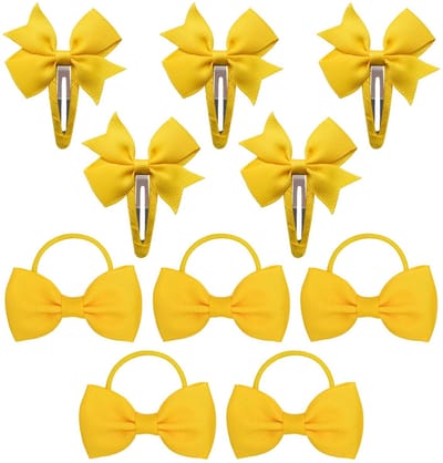 Haarspeldjes met strik 5 stuks - Gele haaraccessoires - Geschikt voor meisjes - Perfecte haarversiering - SnelShoppen