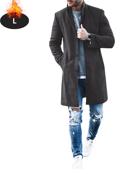 Livano Mantel Heren - Tussenmantel - Jas - Mantelpakje - Trenchcoat - Overjas - Overcoat - Winter - Donkergrijs- L