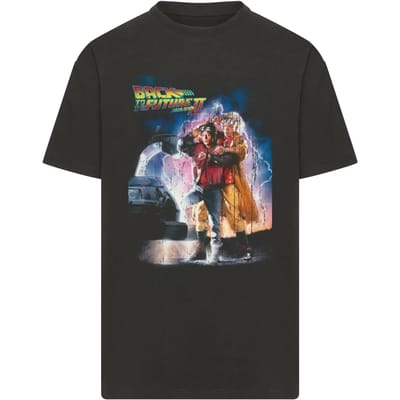 Merchcode Back To The Future - Poster Oversize Heren Tshirt - XS - Zwart