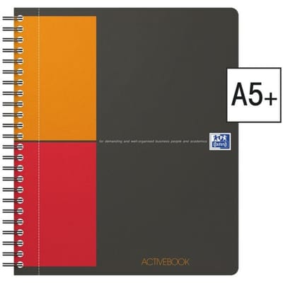Oxford 100102880 Collegeblok Grijs, Oranje, Rood DIN A5+ Geruit Aantal paginas: 80