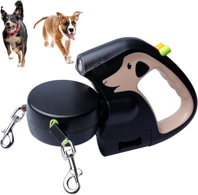 Dubbele Uittrekbare Hondenriem 3M met 360º Licht, Ideaal voor Kleine en Middelgrote Honden, Comfortabele en Veilige Hondenleiding