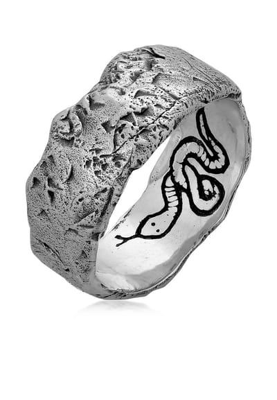 Haze & Glory - Ring - HG HAZE & GLORY - Ring voor Heren in 925 sterling zilver, Sieraden Heren, Zilveren ring geoxideerd, Wild, Slang - Heren