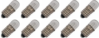Signaallamp E10 60V 1.2W - 20 mAh - 10 stuks - T9 Gloeilamp Ø9mm - 23mm - 2500K - Dimbaar