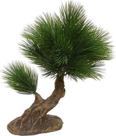 Pinus mini kunstbonsai op voet 35cm