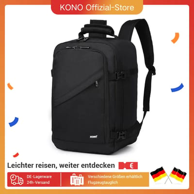 Kono Cabin tas 40x20x25 cm voor Ryanair Under Seat handbagage Rugzak, Cabinemaat 20L Zwart Minimalistisch Chocolade