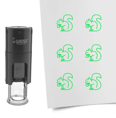 CombiCraft Stempel eekhoorn 10mm rond groene inkt - per 1 stuk