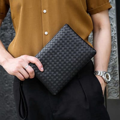 Without Lemon - Heren Casual Business Clutch - PU Leer - Classic - Compact - Werk - Reizen - Avondje Uit - 23x16x2CM - Small