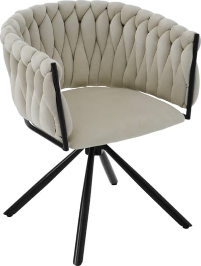 Merax Luxe Velvet Eetkamerstoel - 360° Draaibare Stoel met Metalen Poten - Beige