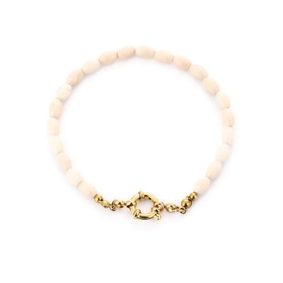Bijoutheek Armband (Sieraad) Kralen Ovaal Fijn Beige