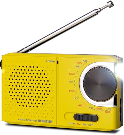 Caliber Noodradio - Radio op Batterijen - Draagbare Radio - Met Zaklamp - Geel