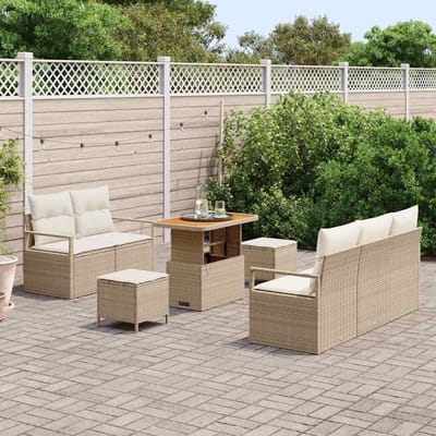 vidaXL - Tuinbank - Set - 8 - st - 7-Aantal - zitplaatsen - Beige - en - Crème