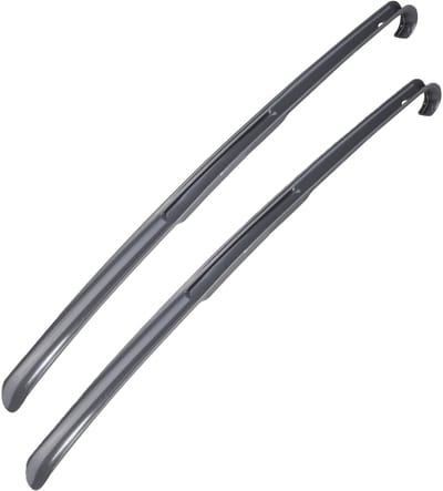 HI Schoenlepel lang - 2x - 64 cm - kunststof - grijs - met haak - instaphulp - schoenen