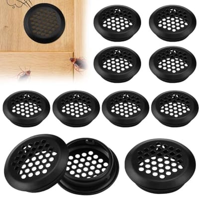 Ventilatierooster zwart 26 mm - Perfect voor kasten en meubels - Rond roestvrijstalen gaas (20 stuks)