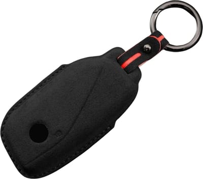 Luxe Alcantara Sleutelcover - Sleutelhoesje Geschikt voor BMW X7 / I7 / XM / 7 Serie / 735i / 740i - Alcantara Look - Zacht Sleutel Hoesje - Met Hanger - Auto Accessoires