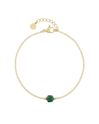 Mint15 Armband met donkergroen kraaltje - Magic Ornament - Emerald Green - Goudkleur RVS/Stainless Steel