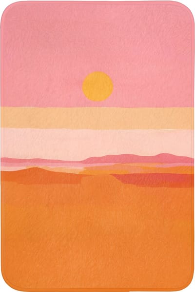 Badmat 60x90 cm - Antislip - Zon - Abstract - Landschap - Oranje - Badmatten voor badkamer - Badkamermat - Douchemat - Badkamer mat