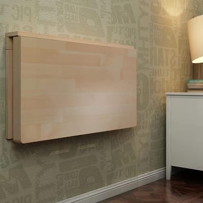 Klaptafel Wandmontage - Opklapbaar Bureau - Ruimte Besparen - Natuurlijk Grenenhout - 80x40cm - Houtkleur