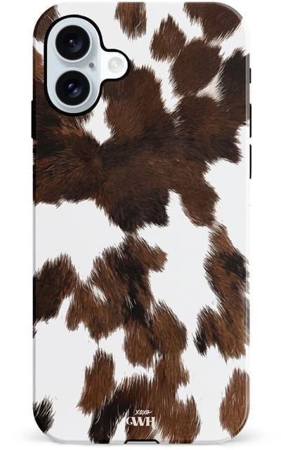 xoxo Wildhearts telefoonhoesje geschikt voor iPhone 17 - Midnight Rodeo - Double Layer - Hard case met dubbele beschermlaag - Beschermhoes shockproof case - Hoesje met dierenprint - Stier - Bruin / Beige