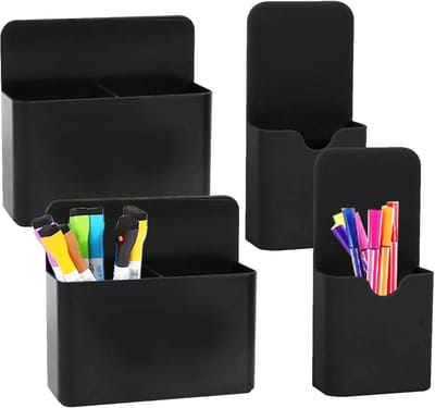 Marker Houder,Forreen 4 Stuks Magnetic Dry Erase Marker Holder Magnetic Pen Holder Whiteboard Marker Organizer voor Kantoor Thuis School Klas Keuken,2 Formaten (Zwart)