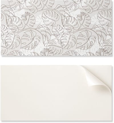 Zelfklevend vinylpaneel met decoratieve print, 100x50 cm, bladpatroon in lijnen.