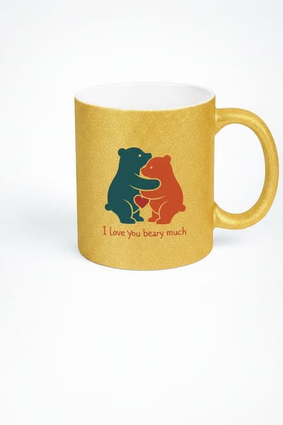 Glitter Gouden Mok Lieve Beren 'I Love You Beary Much' Cadeau Liefde