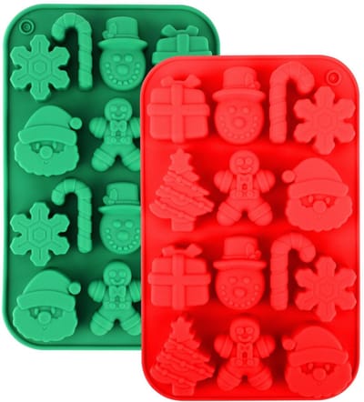 Dailygoods- Chocolade Mal 2 Stuks - Kerst Snoep Bak Mal - 3D Sneeuwvlok/Sneeuwman - Siliconen - 20,5x12,9 cm - BPA-vrij - Bakvorm