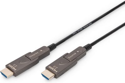 Digitus AK-330127-100-S HDMI-kabel HDMI Aansluitkabel HDMI-A-stekker 10 m Zwart 4K UHD, Afgeschermd (drievoudig), Flexibel, Afscherming totaal,