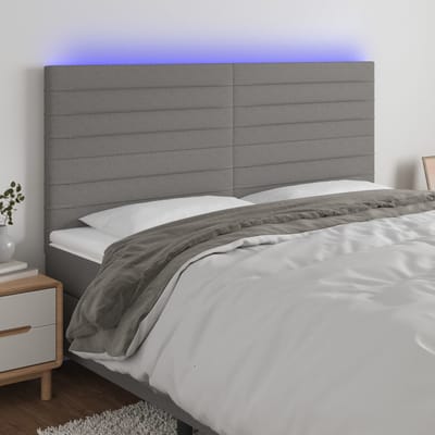 vidaXL - Hoofdbord - LED - 160x5x118/128 - cm - stof - donkergrijs