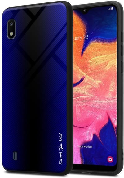 Cadorabo Hoesje geschikt voor Samsung Galaxy A10 / M10 in KOBALT PAARS - Beschermhoes gemaakt van TPU silicone Case Cover en achterkant van gehard glas
