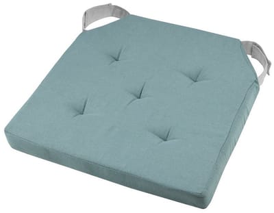 Stof Textile stoelkussen DUO - jade groen - 38 x 38 x 4 cm - klittenband sluiting - zitkussens - binnen/buiten