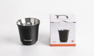 Nomious Prime Brew® Espressokopjes – set van 4 stuks – 80 ml – Premium RVS – Hittebestendig – Luxe & Duurzaam Design – Perfect voor Draagbare Espresso