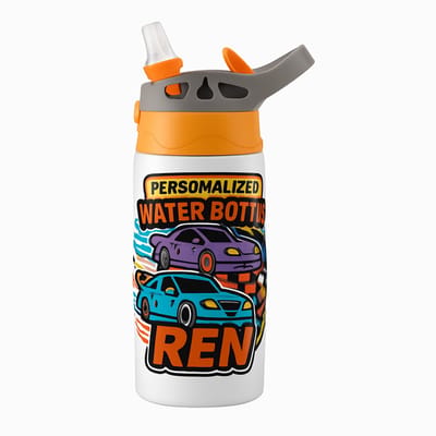 Duistere Vintage Drinkfles – Uniek Cadeau voor Liefhebbers van de Nacht - Waterfles voor kinderen (wit/oranje)