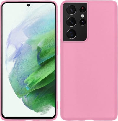 Hoesje Geschikt voor Samsung Galaxy S21 Ultra - Sterk & Shockproof - Hoes Cover - Siliconen Case - Roze