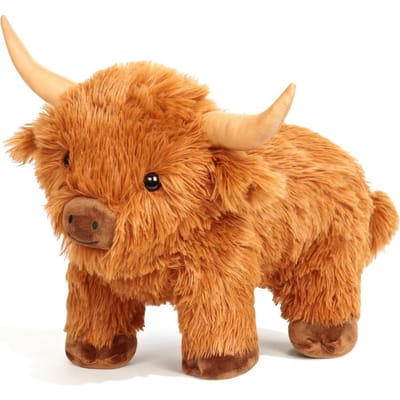 Hooglandkoe Verzwaaide Pluche 40cm 2.3kg Zacht Bruin Fleece Knuffeldier met Interne Gewichten Decoratie Cadeau voor Volwassenen United States brown
