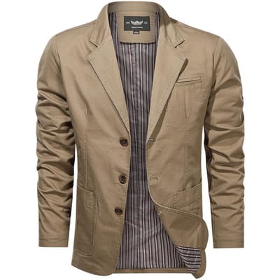 Lente nieuw retro effen kleur pak heren zakelijk jong los pak met casual jas jas 4XL beige