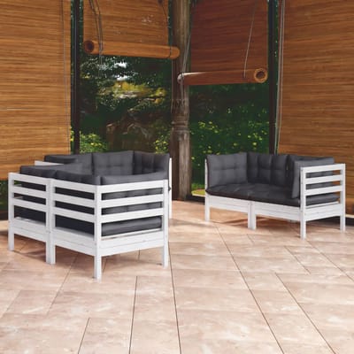 vidaXL - 6-delige - Loungeset - met - kussens - massief - grenenhout