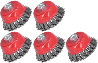 Dailygoods- Draadcupborstel Set van 5 - Roestverwijdering - Polijsten - M10 Schroefdraad - Hoogwaardig Staaldraad - Schokbestendig - Borstelset