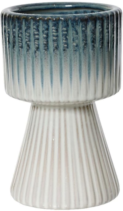 Decoris bloempot keramiek blauw-wit Ø12x19.5cm decoratie.