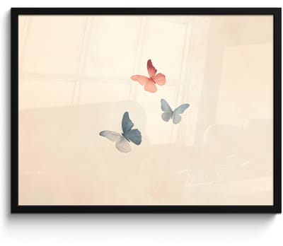 Poster in lijst - Fotolijst 70x50 cm - Posters - Vlinders - Minimalistisch - Roze - Posterlijst zwart - Decoratie - Wanddecoratie woonkamer - Muurdecoratie slaapkamer