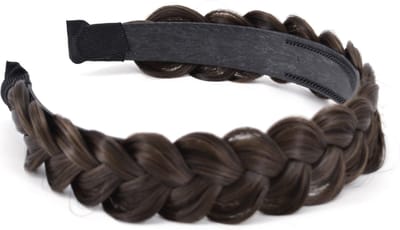 Vlecht Haarband - Zwartbruin | 13 x 4 cm | Nylon / Polyester | Gevlochten Diadeem